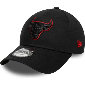 Czarna regulowana czapka z zakrzywionym daszkiem z czarnym logo 9FORTY Team Outline Chicago Bulls NBA New Era