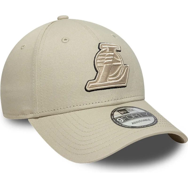 cappellino-curvo-beige-regolabile-con-logo-beige-9forty-team-outline-dei-los-angeles-lakers-nba-di-new-era