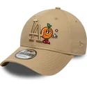 brun-bojd-justerbar-keps-med-brunt-9forty-tonal-icon-logotyp-fran-los-angeles-dodgers-mlb-av-new-era