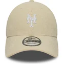 cappellino-con-visiera-curva-beige-regolabile-9forty-soft-cord-di-new-york-mets-mlb-di-new-era