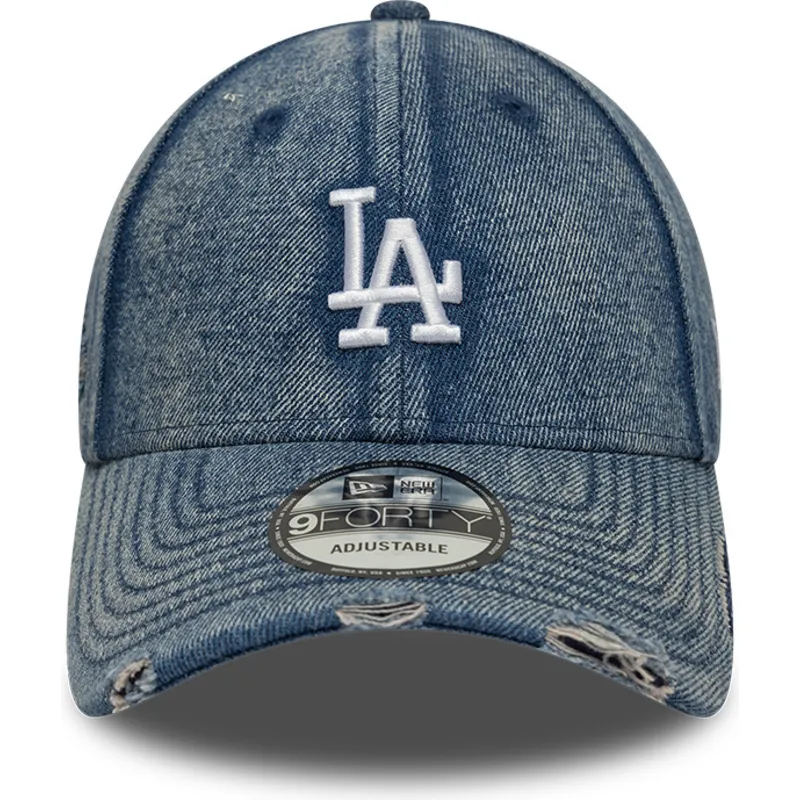 casquette-courbee-bleue-ajustable-9forty-acid-wash-denim-los-angeles-dodgers-mlb-new-era