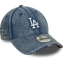 cappellino-visiera-curva-blu-regolabile-9forty-acid-wash-denim-di-los-angeles-dodgers-mlb-di-new-era