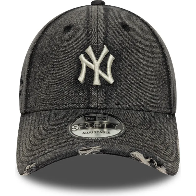 cappellino-curvo-nero-regolabile-9forty-acid-wash-denim-di-new-york-yankees-mlb-di-new-era