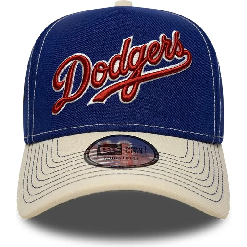cappellino-visiera-curva-blu-e-beige-snapback-e-frame-city-icon-di-los-angeles-dodgers-mlb-di-new-era