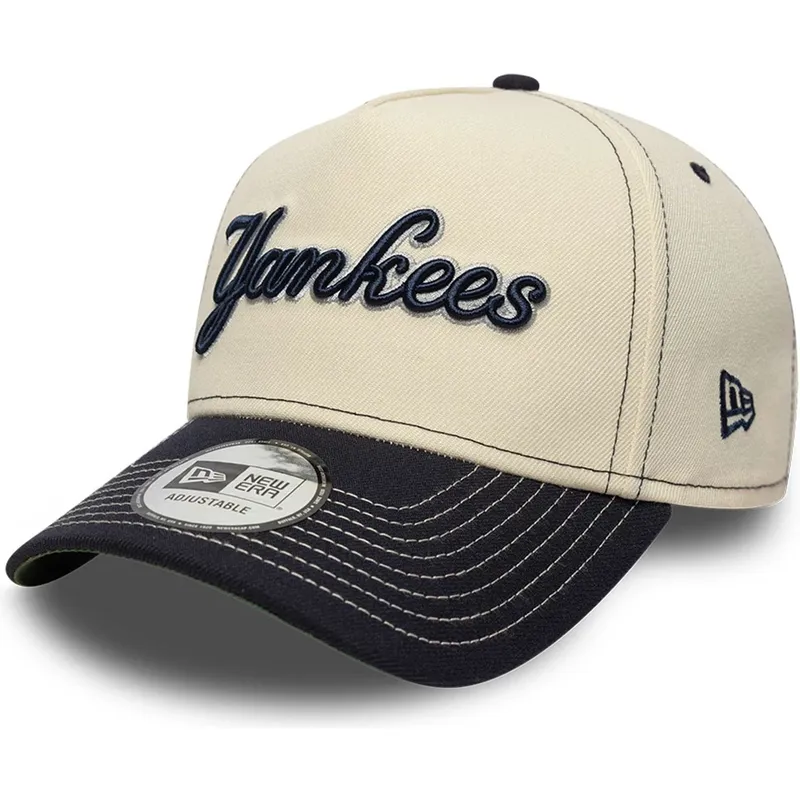 cappellino-curvo-beige-e-blu-marino-snapback-e-frame-city-icon-dei-new-york-yankees-mlb-di-new-era