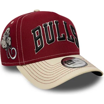 Cappellino curvo rosso e beige snapback E Frame City Icon dei Chicago Bulls NBA di New Era