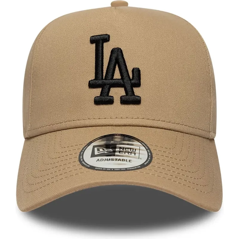 cappellino-curvo-marrone-snapback-con-logo-nero-e-frame-league-essential-dei-los-angeles-dodgers-mlb-di-new-era