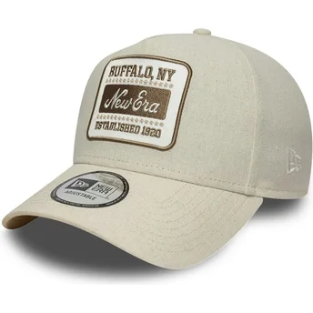 New Era Curved Brim E Frame Patch Linen Beige Snapback Cap