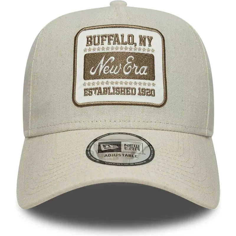 beige-gebogene-snapback-kappe-e-frame-patch-linen-von-new-era