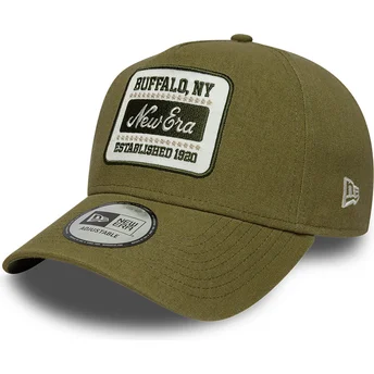 New Era Curved Brim E Frame Patch Linen Green Snapback Cap