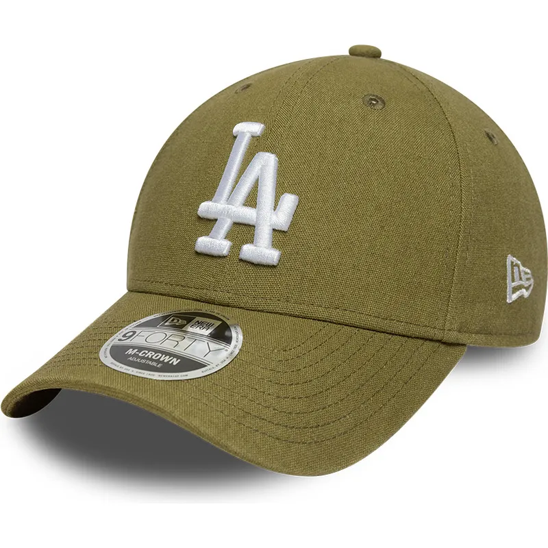 gron-kurvad-keps-snapback-9forty-m-crown-linen-los-angeles-dodgers-mlb-fran-new-era