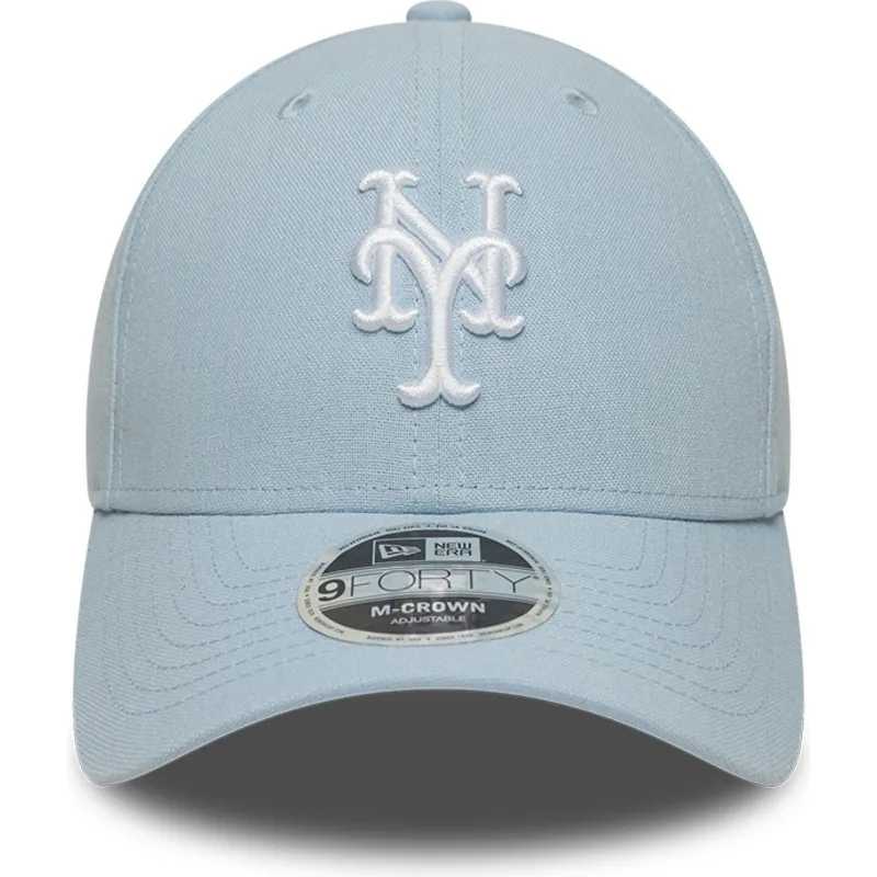 cappellino-visiera-curva-azzurro-snapback-9forty-m-crown-linen-di-new-york-mets-mlb-di-new-era