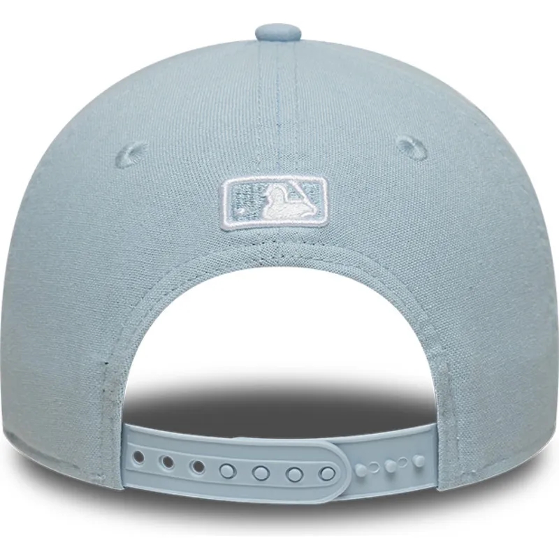 hellblaue-gebogene-snapback-kappe-9forty-m-crown-linen-der-new-york-mets-mlb-von-new-era