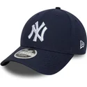 new-era-curved-brim-9forty-m-crown-linen-new-york-yankees-mlb-navy-blue-snapback-cap