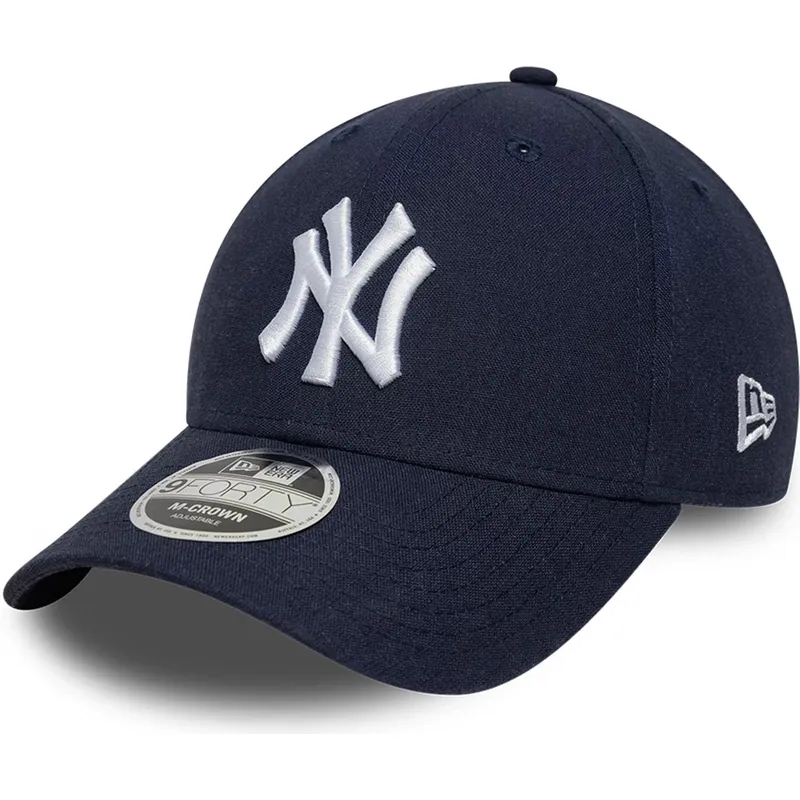 cappellino-visiera-curva-blu-marino-snapback-9forty-m-crown-linen-di-new-york-yankees-mlb-di-new-era