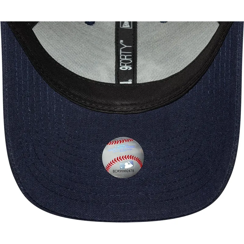 cappellino-visiera-curva-blu-marino-snapback-9forty-m-crown-linen-di-new-york-yankees-mlb-di-new-era