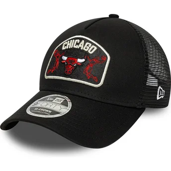 Cappellino trucker nero 9FORTY M-Crown A Frame dei Chicago Bulls NBA di New Era