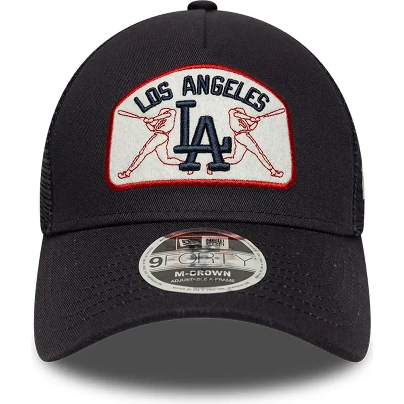 cappellino-trucker-blu-marino-9forty-m-crown-a-frame-dei-los-angeles-dodgers-mlb-di-new-era