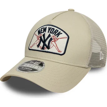 Cappellino trucker beige 9FORTY M-Crown A Frame dei New York Yankees MLB di New Era