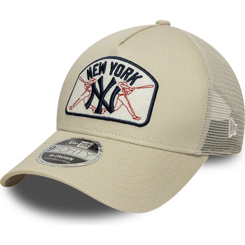 casquette-trucker-beige-9forty-m-crown-a-frame-new-york-yankees-mlb-new-era