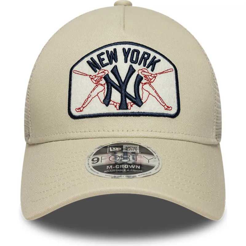 trucker-cap-beige-9forty-m-crown-a-frame-new-york-yankees-mlb-von-new-era