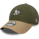 gron-och-brun-justerbar-kurvad-keps-9twenty-mini-washed-contrast-fran-oakland-athletics-mlb-av-new-era