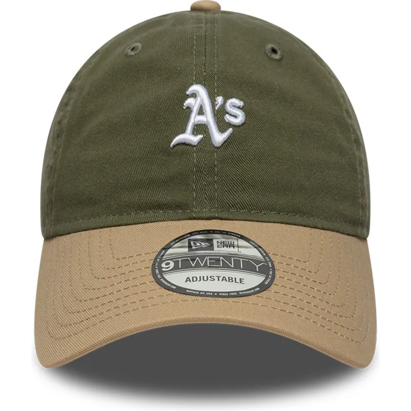 cappellino-curvo-verde-e-marrone-regolabile-9twenty-mini-washed-contrast-di-oakland-athletics-mlb-di-new-era