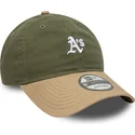 cappellino-curvo-verde-e-marrone-regolabile-9twenty-mini-washed-contrast-di-oakland-athletics-mlb-di-new-era