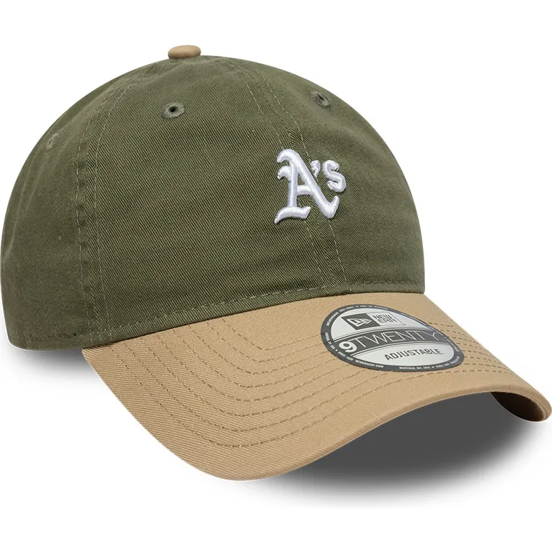 casquette-courbee-verte-et-marron-ajustable-9twenty-mini-washed-contrast-oakland-athletics-mlb-new-era