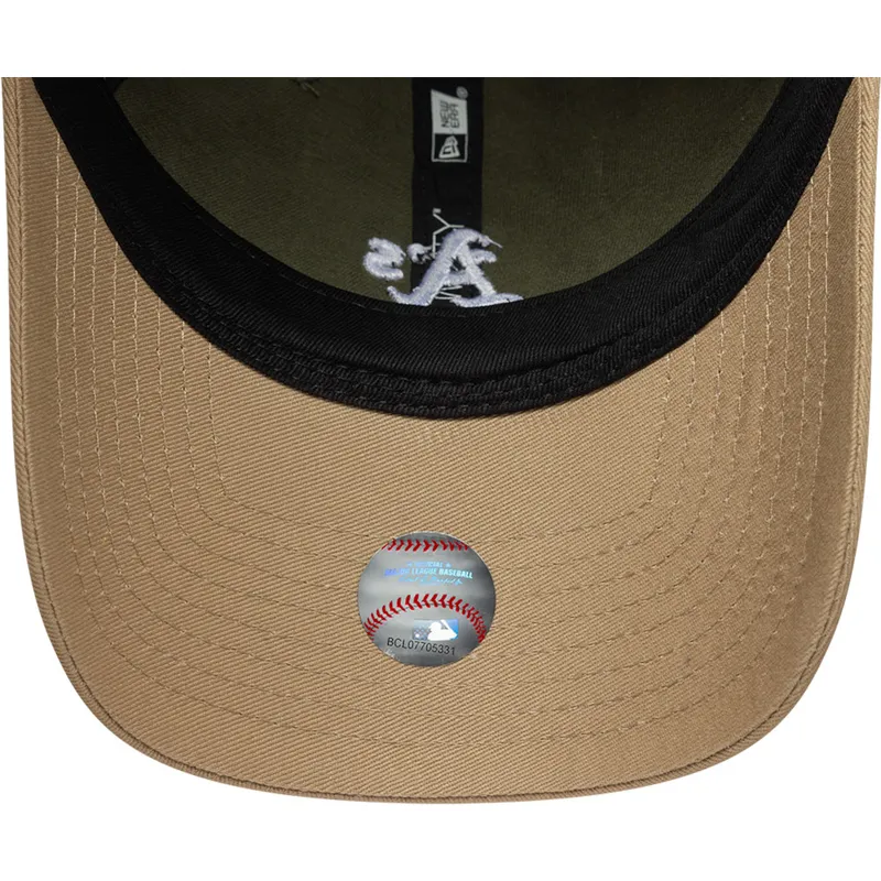 cappellino-curvo-verde-e-marrone-regolabile-9twenty-mini-washed-contrast-di-oakland-athletics-mlb-di-new-era