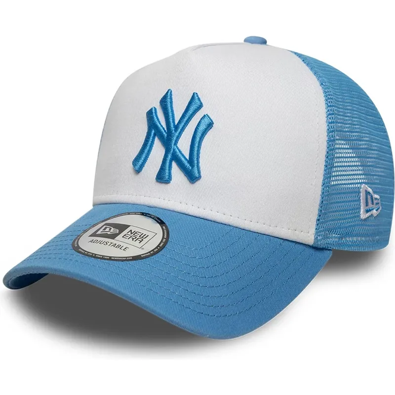 cappellino-trucker-blu-e-bianco-con-logo-blu-a-frame-league-essential-dei-new-york-yankees-mlb-di-new-era