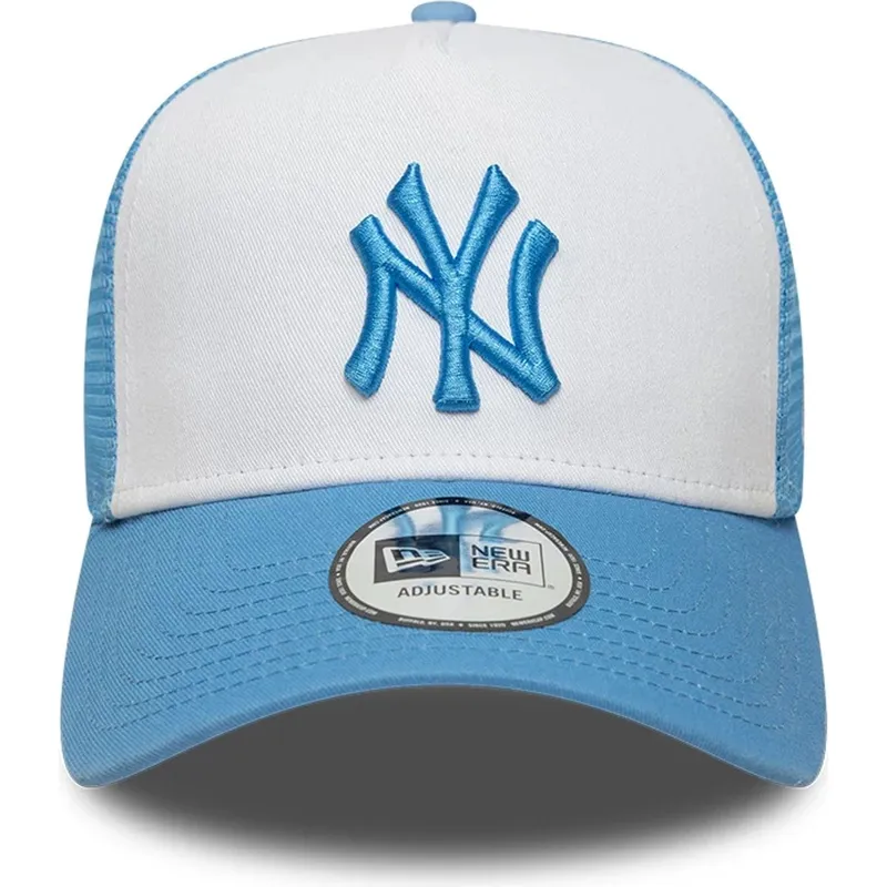 cappellino-trucker-blu-e-bianco-con-logo-blu-a-frame-league-essential-dei-new-york-yankees-mlb-di-new-era