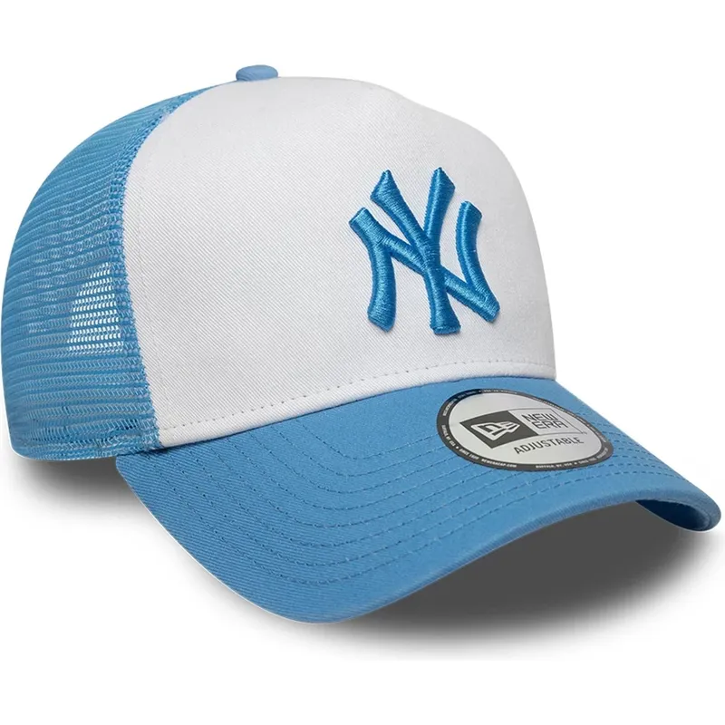 cappellino-trucker-blu-e-bianco-con-logo-blu-a-frame-league-essential-dei-new-york-yankees-mlb-di-new-era