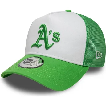 Gorra trucker verde y blanca con logo verde A Frame League Essential de Oakland Athletics MLB de New Era