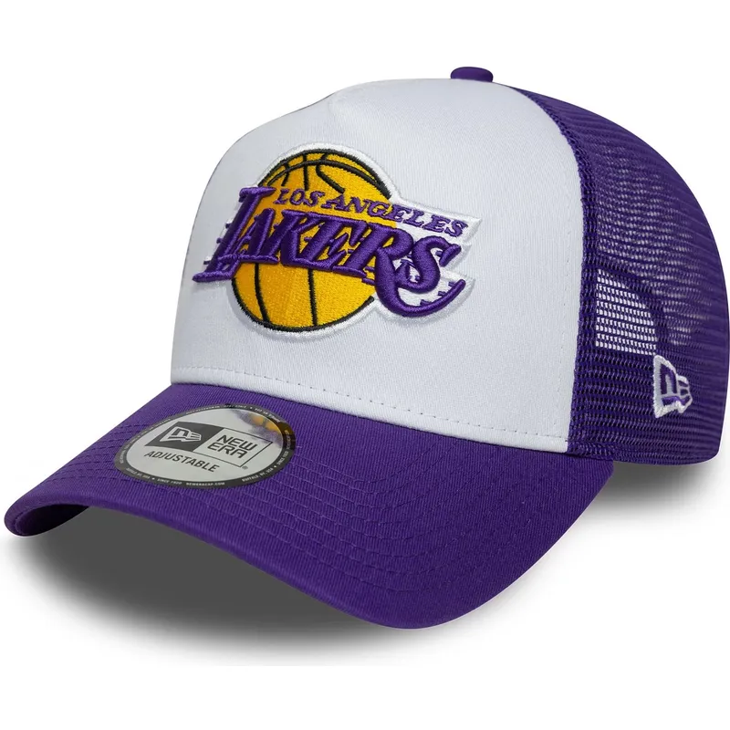 keps-trucker-lila-och-vit-a-frame-side-patch-fran-los-angeles-lakers-nba-av-new-era