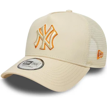 Cappellino trucker beige con logo beige A Frame Outline di New York Yankees MLB di New Era