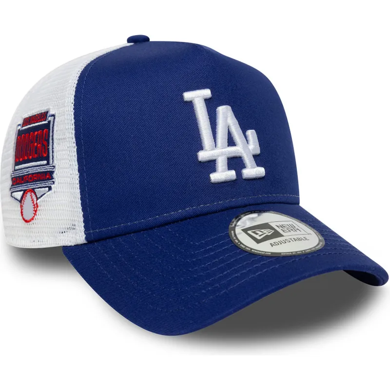 cappellino-trucker-blu-a-frame-side-patch-dei-los-angeles-dodgers-mlb-di-new-era