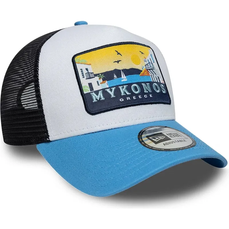 cappellino-trucker-blu-a-frame-location-patch-di-mykonos-di-new-era