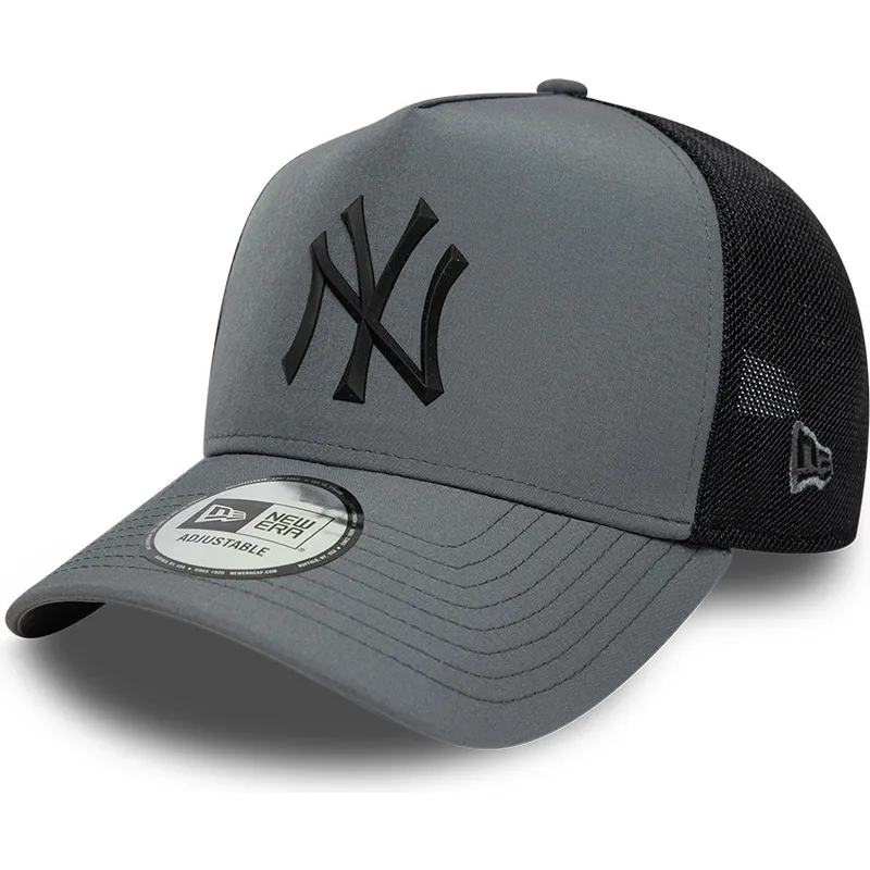cappellino-trucker-grigio-con-logo-nero-a-frame-sport-dei-new-york-yankees-mlb-di-new-era
