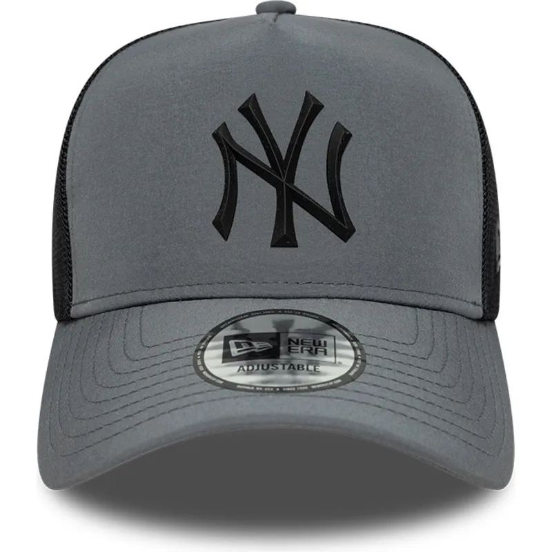 trucker-cap-grau-mit-schwarzem-logo-a-frame-sport-von-new-york-yankees-mlb-von-new-era