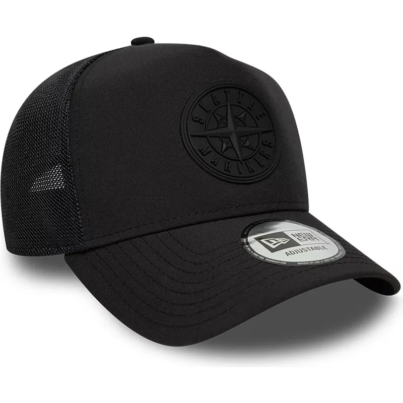 czapka-trucker-czarna-z-czarnym-logo-a-frame-sport-seattle-mariners-mlb-new-era