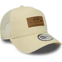 trucker-cap-beige-a-frame-denim-leather-patch-von-new-era