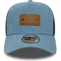 cappellino-trucker-blu-a-frame-denim-leather-patch-di-new-era