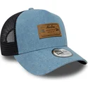 cappellino-trucker-blu-a-frame-denim-leather-patch-di-new-era