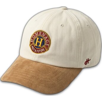 Beżowo-brązowa regulowana zakrzywiona czapka Suede Resort Sport The 90s od Homenage