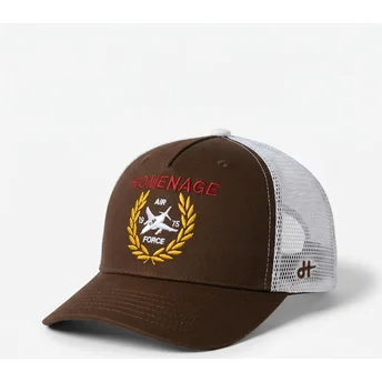Casquette trucker marron foncé et blanche Jet Military Surplus The Trucker Homenage
