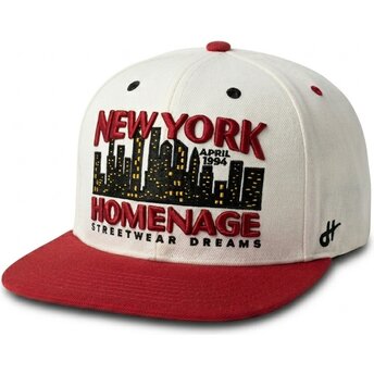 Platt keps beige och röd snapback NYSKY Skylines The Snap från Homenage