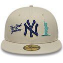casquette-plate-beige-ajustee-avec-logo-bleu-marine-59fifty-city-icon-new-york-yankees-new-era