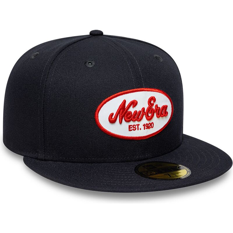 marineblaue-angepasste-flatcap-59fifty-oval-patch-von-new-era