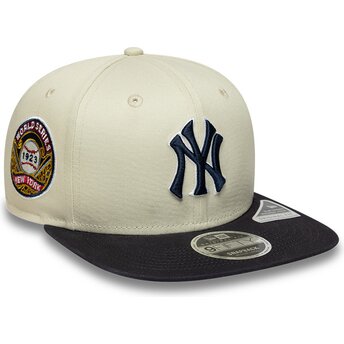 Beige platt keps snapback med marinblå logotyp 9FIFTY Original Fit World Series från New York Yankees MLB av New Era